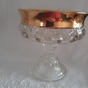 Indiana Kings Crown Dish Gold Band Glass Dish